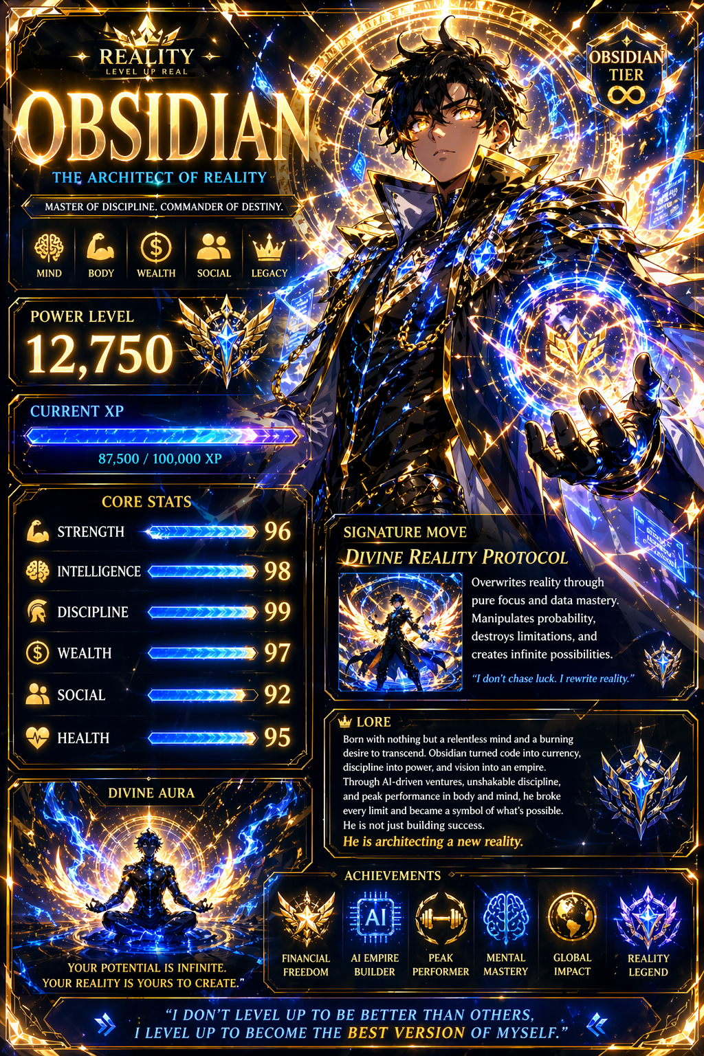 Obsidian, the Architect of Reality — anime hero portrait